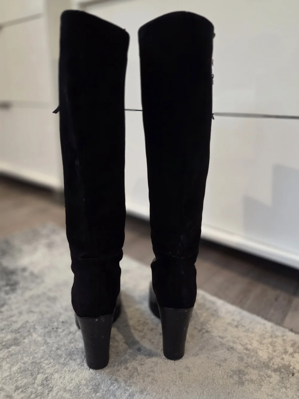 Michael Kors Black Leather Wedge Knee-High Boots